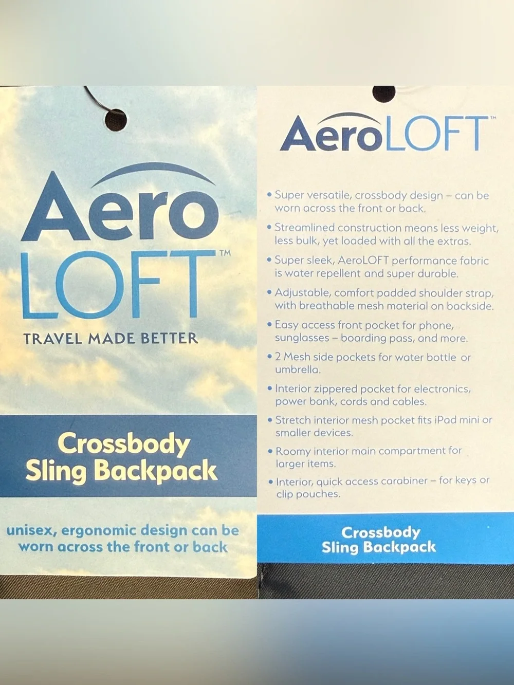 AeroLOFT Black Crossbody Sling Backpack with Ford PRO Logo Unisex